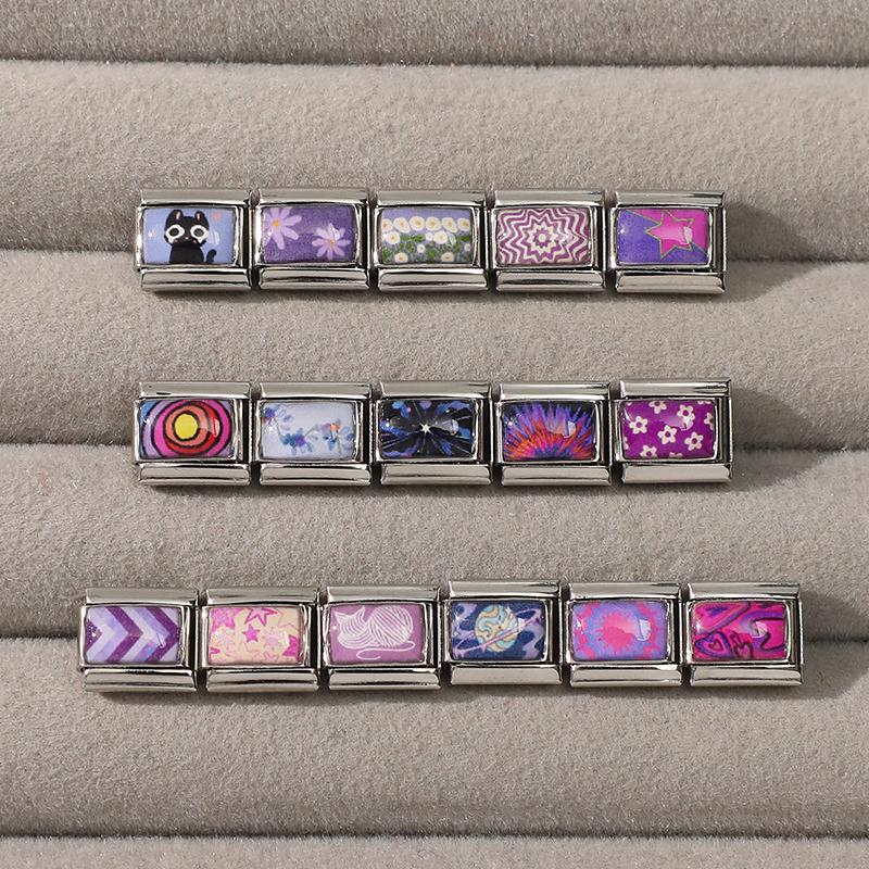 Fashion Purple Red Star Romantic Planet Daisy Cat Bead Fit 9mm Italian Charm Bracelet Stainless Steel Girls' DIY Making Jewelry