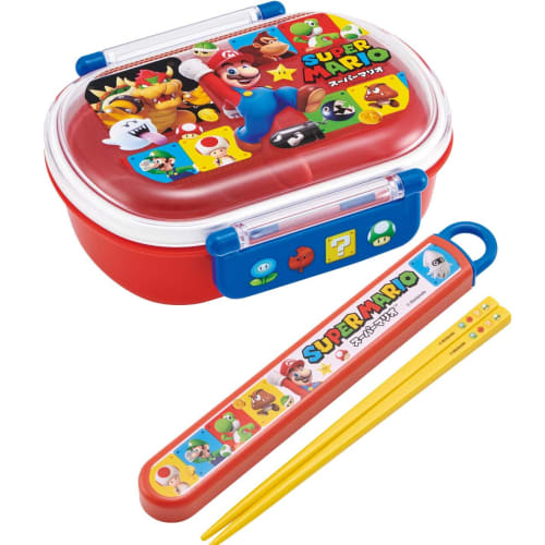 Skater Children's Bento Box, 360ml Capacity, Fluffy Lid, Made In Japan, Single Tier, Dishwasher and Microwave Safe, Super Mario 23, Boys', QAF2BAAG-A