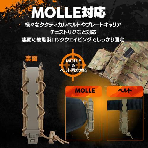 MILQUEST "TACO Style" Magazine Pouch for MP5 9mm Long Magazines, Desert Eagle, and MOLLE Belts, Compatible with Airsoft (Set of 2, Coyote Brown)