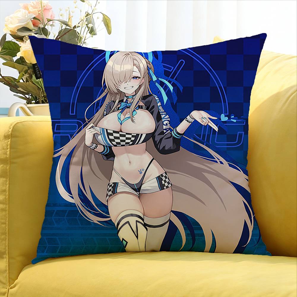 Ichinose Asuna Blue Archive   Various Sizes Square Pillow Case For Car Home Bedchamber Decor