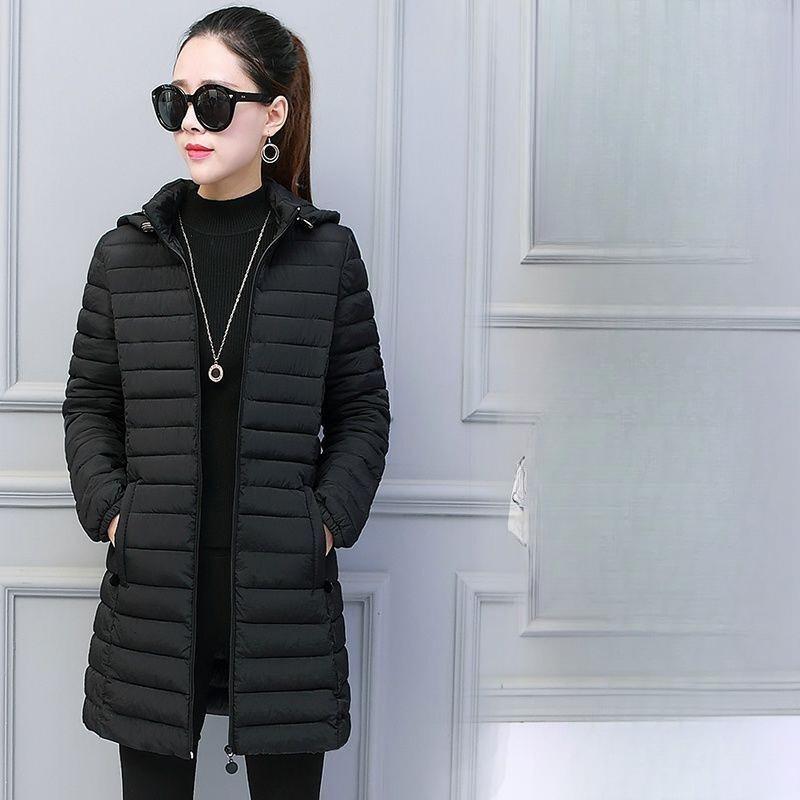 

Зимняя стеганая одежда для женщин среднего возраста, средней длины, корейская версия, приталенная и тонкая женская стеганая куртка 6XL чёрный