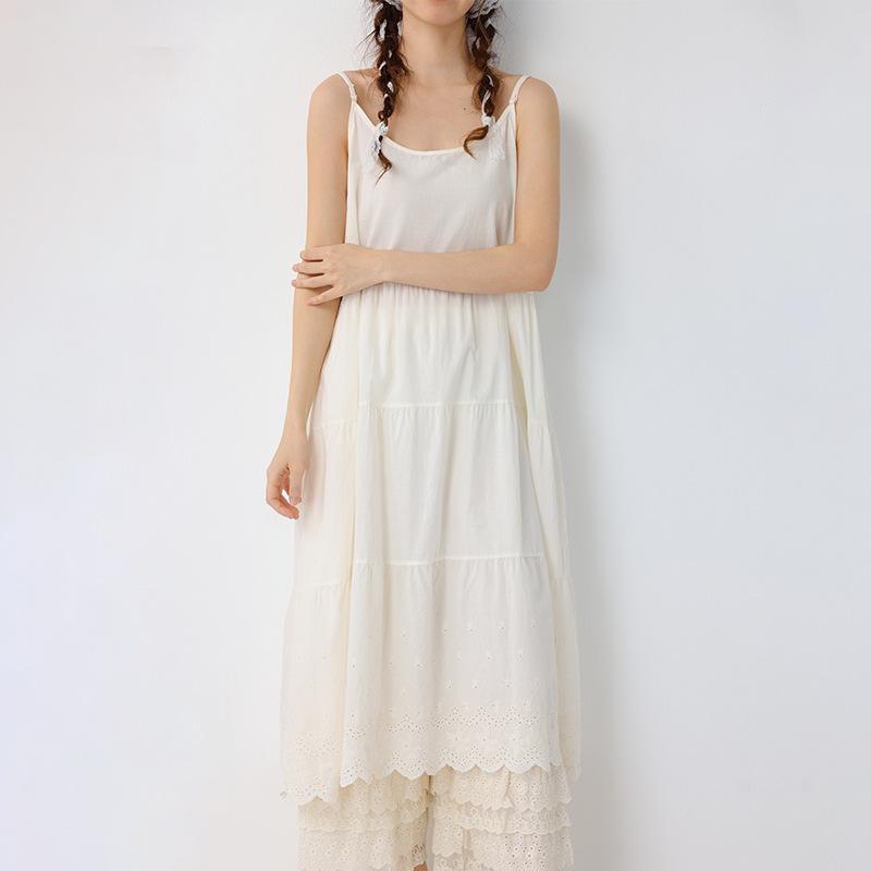 Women's Forest Style Embroidered Layered Lace Long Dress