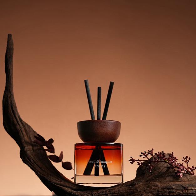 Rattan Stick Flameless Aromatherapy with Wooden Lid - Long-Lasting High-End Hotel Fragrance for Home Four-Season Green Tea