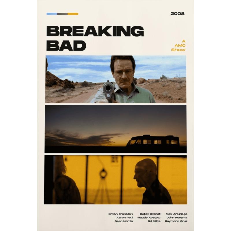 Rertro Breaking Bad Movie Film Midcentury Art Poster Canvas Painting Wall Prints Picture for Living Room Home Decor