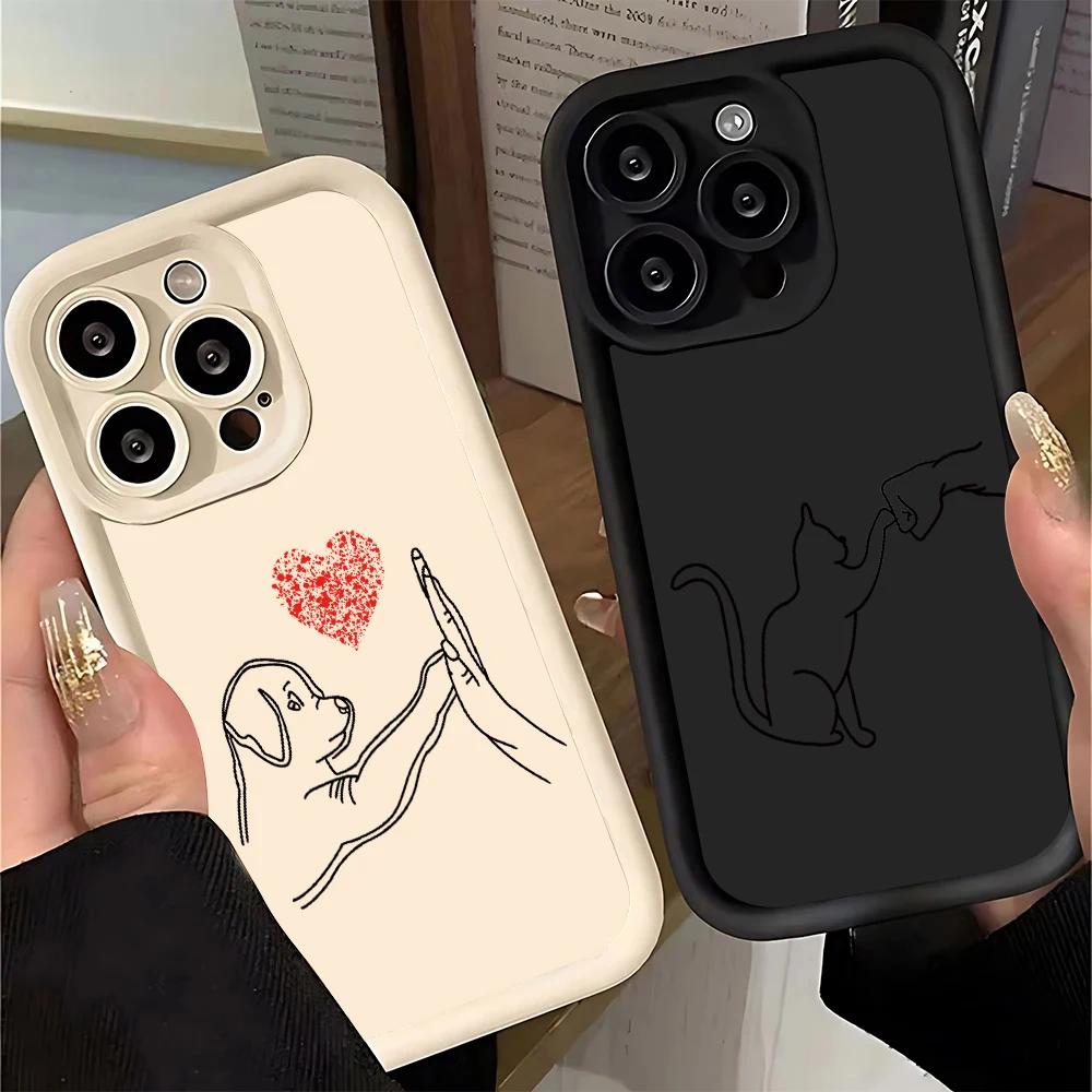 Puppy and Cat Punch Phone case iPhone 15 Pro Max 11 12 13 16 14 Plus Silicone Shockproof Case Lens protector shell