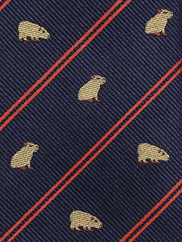 COLORATA Capybara Necktie (145 x 8.5cm / Navy/Striped / 100% Silk / Jacquard Weave) Animal/Animal Gift
