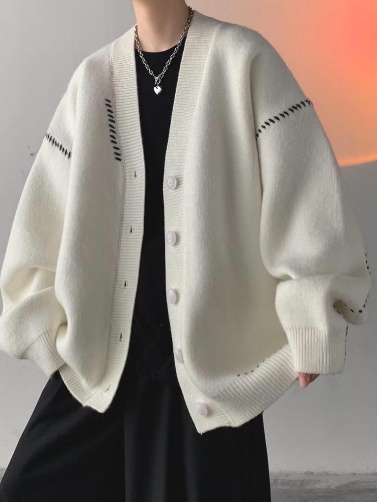 Men's 2025 Vintage Loose Knit V-Neck Cardigan for Winter