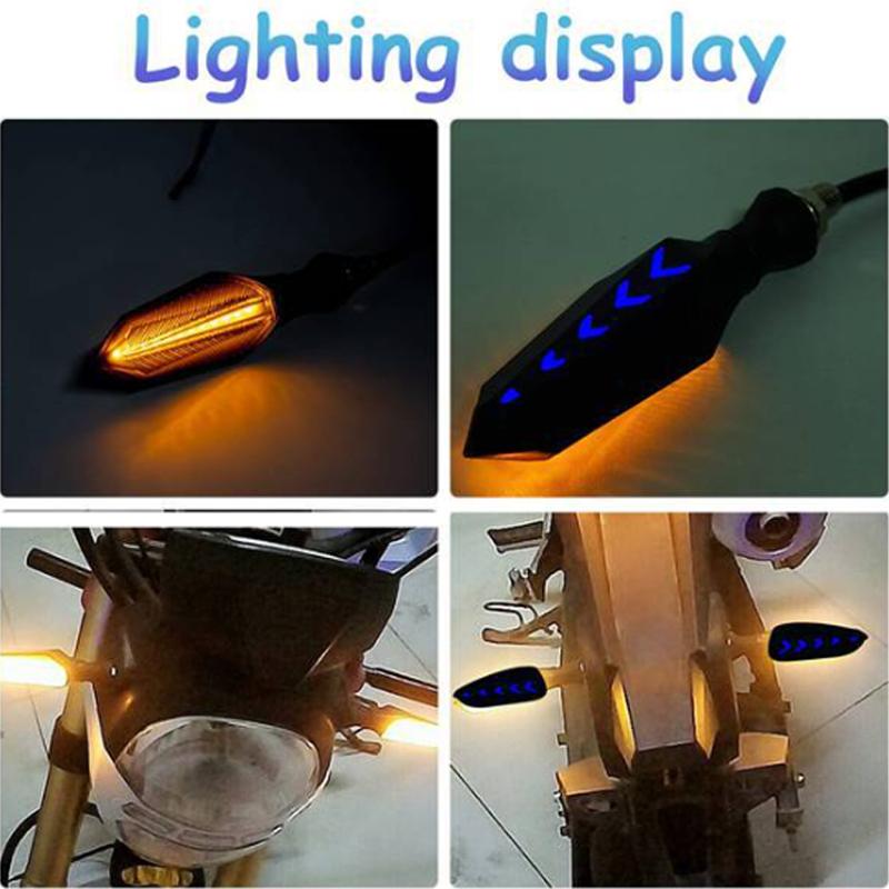 17LED Motorcycle Turn Signal Lamp Sequential Flowing Flash Indicator Lights Amber Running Light Arrow Turn Signals Lamps