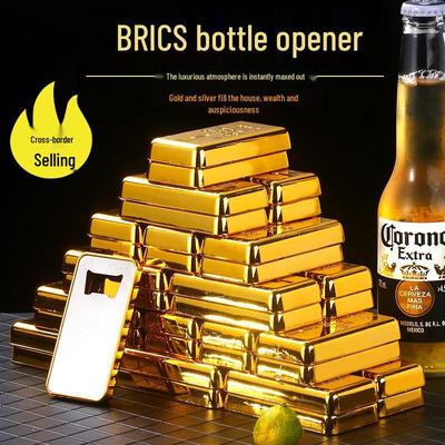 Gold & Silver Magnetic Gold Bar Bottle Opener - Simulated Gold Brick Design for Beer Bottles