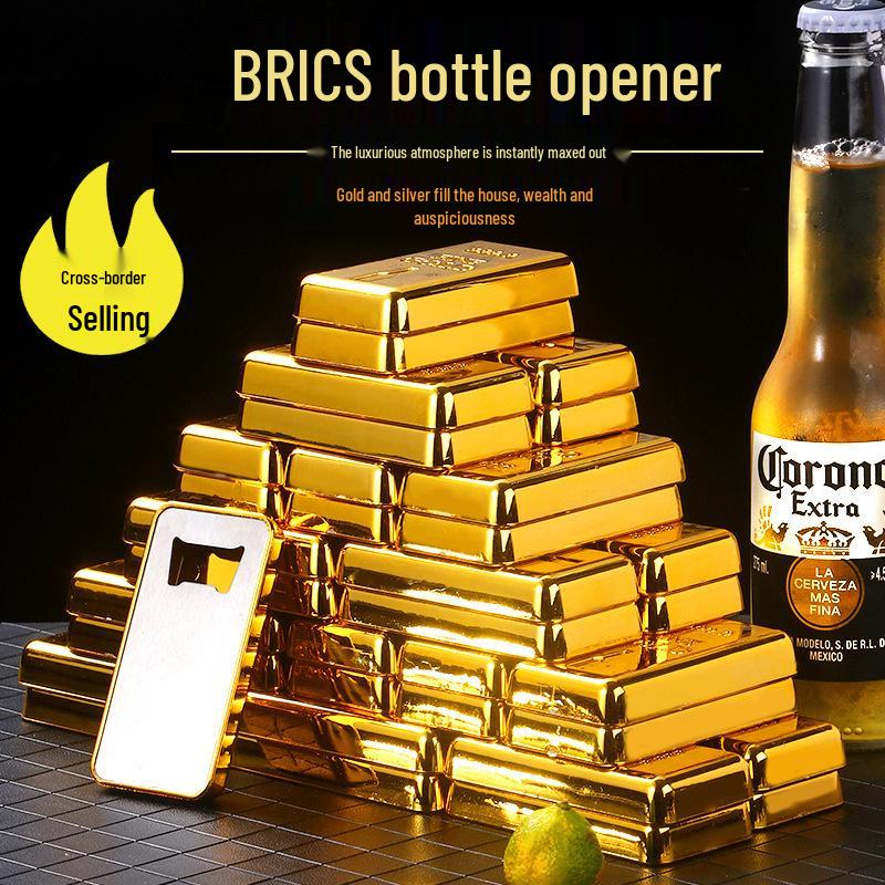 Gold & Silber Magnetischer Goldbarren Flaschenöffner - Simuliertes Goldbarren-Design für Bierflaschen