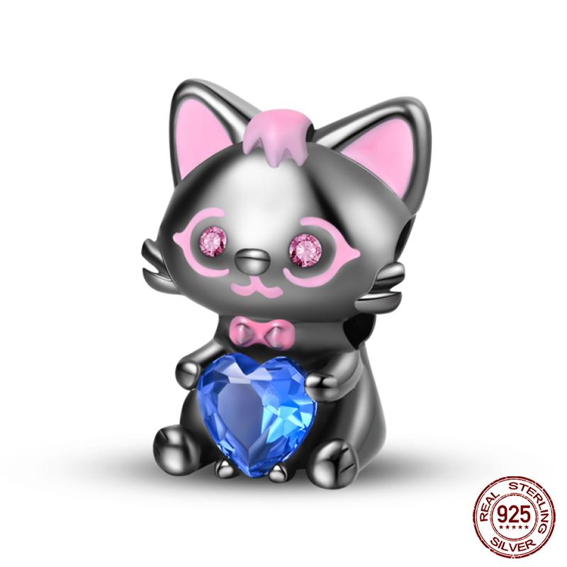 Real Copper Pink Rabbit Cat Dog Animal Charms Beads Fit Qikaola Original Bracelets Diy Birthday Jewelry Making