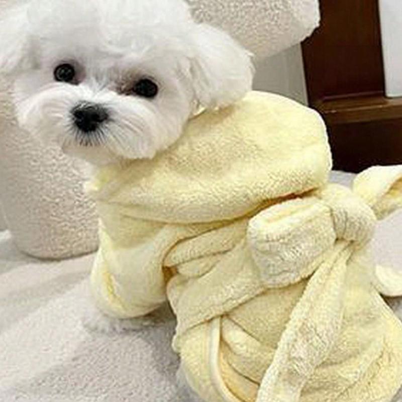 1 pièce Robe de bain pour animal de compagnie avec capuche, Plusieurs tailles et couleurs disponibles, Serviettes pour chiots, Serviettes pour animaux de compagnie, Accessoires pour chiens, Serviettes pour chats, Serviettes pour chiens