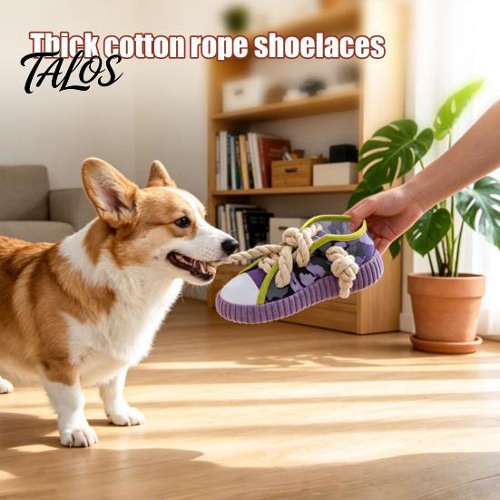 Dog Housebreaking Toy Sneaker Shape Chew Toy, Interactive Pet Tug with Tough For Dogs Squeaker, Oxford Cloth Bite Resistant for Small Medium Rope