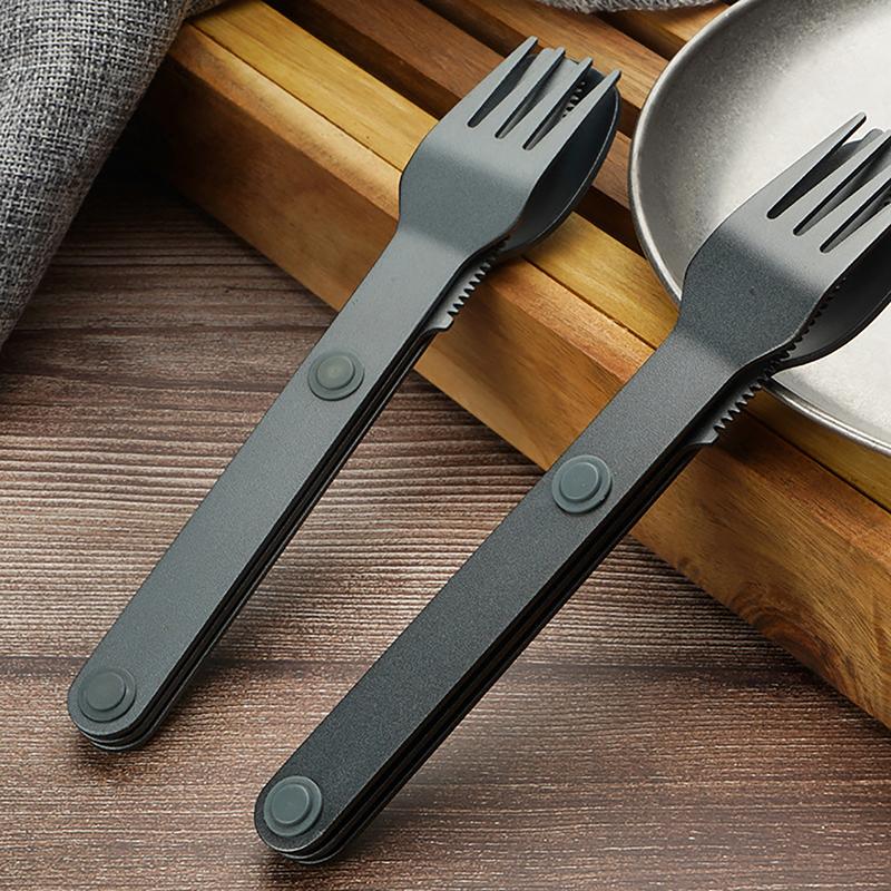 3Pcs Camping Utensils Set Connect Magnetic Knife Fork Spoon Flatware Portable Camping Cutlery Travel Carry Kits Parts