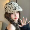 Sweet and cool leopard print suede forward hat children American retro big head circumference fashionable newsboy hat showing face small cap