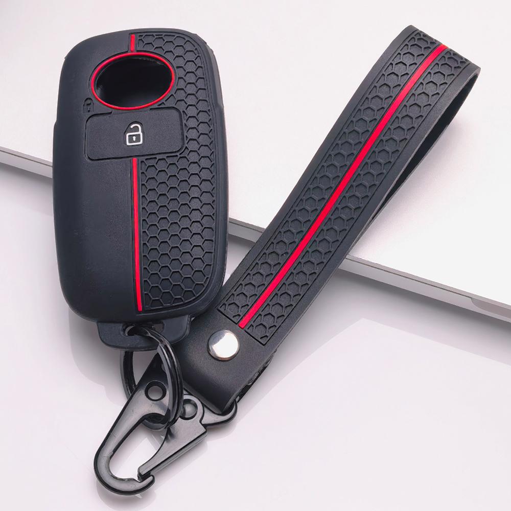 Soft Silicone Car Key Ring Strap for Toyota Raize Veloz Avanza Wigo Rush Calya Sigra Agya Honeycomb Texture Shockproof Key Ring Holder Protector