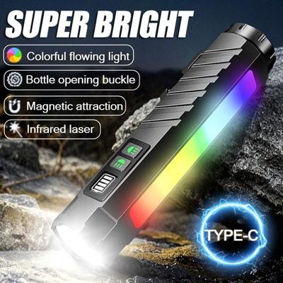 Newest Rechargeable EDC Flashlight with RGB Side Light 1600 Lumens Portable Pocket Lights USB-C for Outdoors Emergency Working