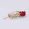 Rose Flower Brooch Enamel Leaf Breastpin Decorative Floral Lapel Pin for Women Party Banquet Wedding