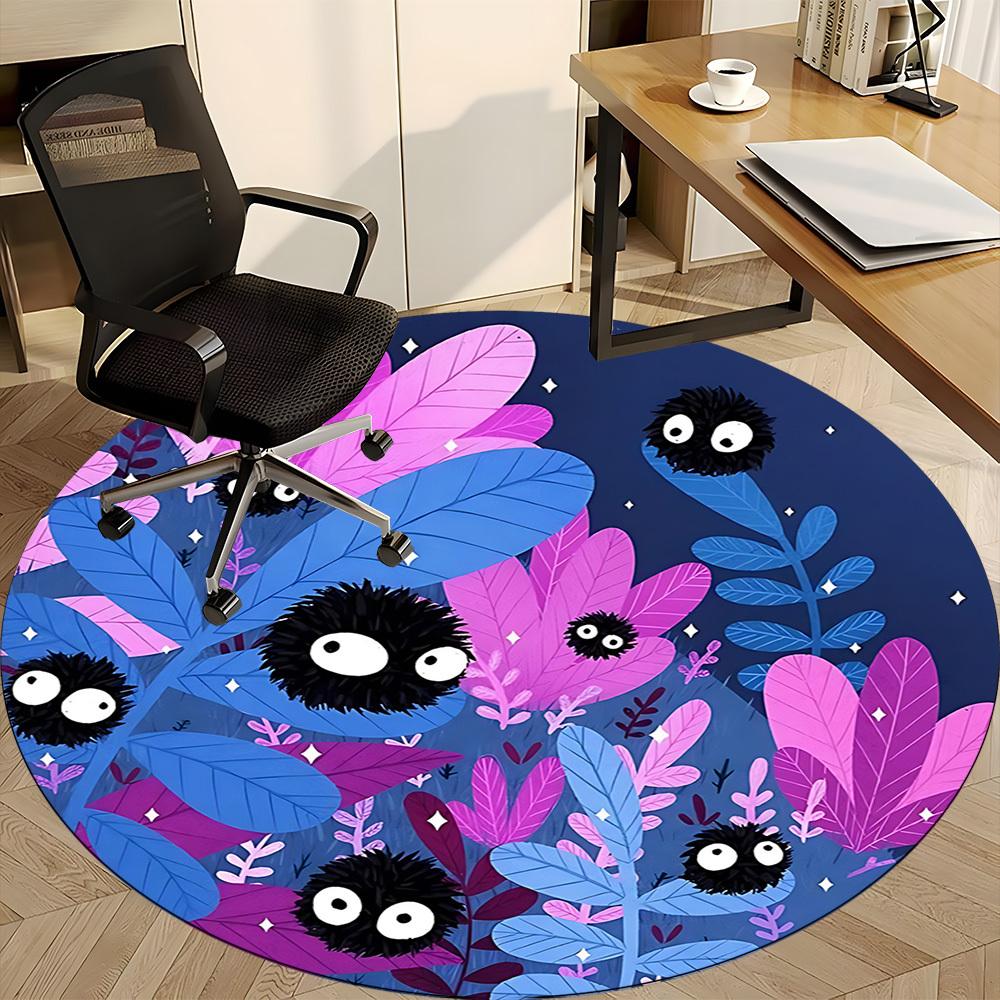 1 Stück Sprites Wald Büro Runder Teppich, Matte Geeignet für Büro, Unter Bürostühlen Schlafzimmer Wohnzimmer Heimdekoration, Raumdeko