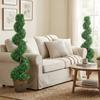 Set of 2 Artificial Boxwood Spiral Plants, 120cm, with Pot Included. Green