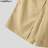 INCERUN Men Zipper Button Waist Layers Casual Half Wide Leg Short Pants Shorts