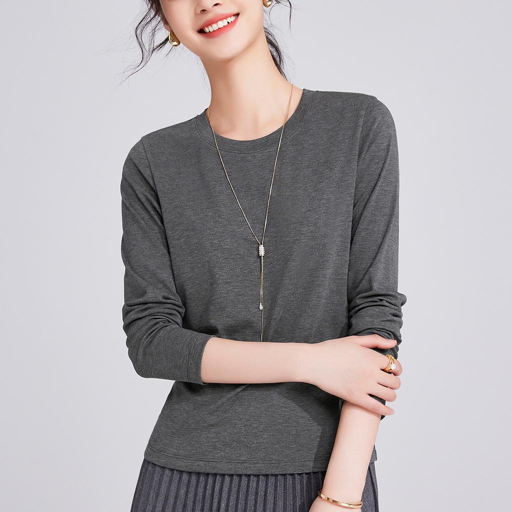 New Tencel, Soft Waxy Slim-fitting Bottoming Shirt with Long-sleeved Women's Spring and Summer Top