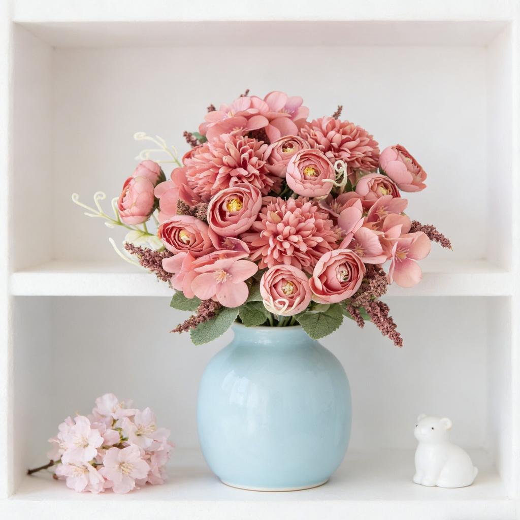 Artificial Flowers Silk Hydrangea Roses Bud Festival Home Room Outdoor Garden Wedding Wreath Bridal Bouquets Ornament Gift Decor