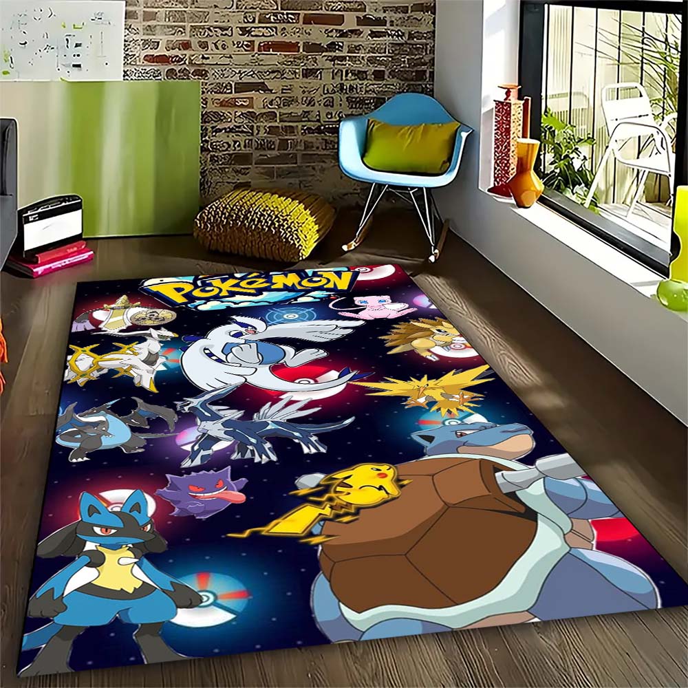 Pokémon-themed printed non-slip decorative rug, cute cartoon welcome mat, a great gift for friends and family.
