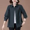 2025 New Autumn Plaid Cotton Shirt for Middle-Aged & Elderly Women - Plus Size, Turn-Down Collar, Cotton Linen