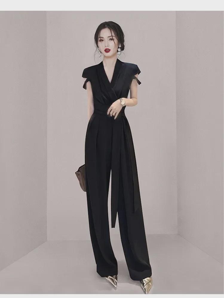 "Elegant Wide-Leg V-Neck Jumpsuit for Women - Summer Style"