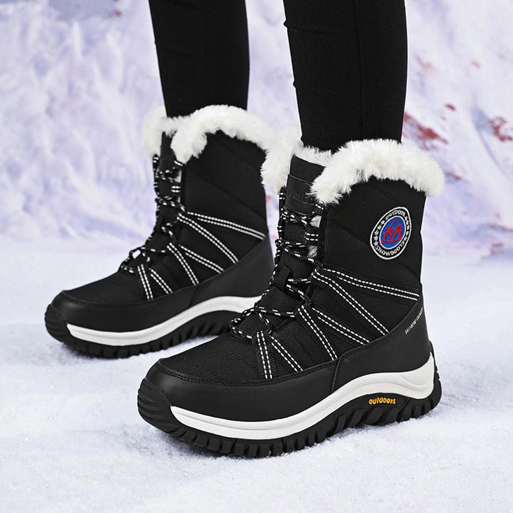 Women's Fleece-Lined Cold-Proof Winter Snow Boots - Non-Slip, Warm, High-Top Outdoor Travel Shoes