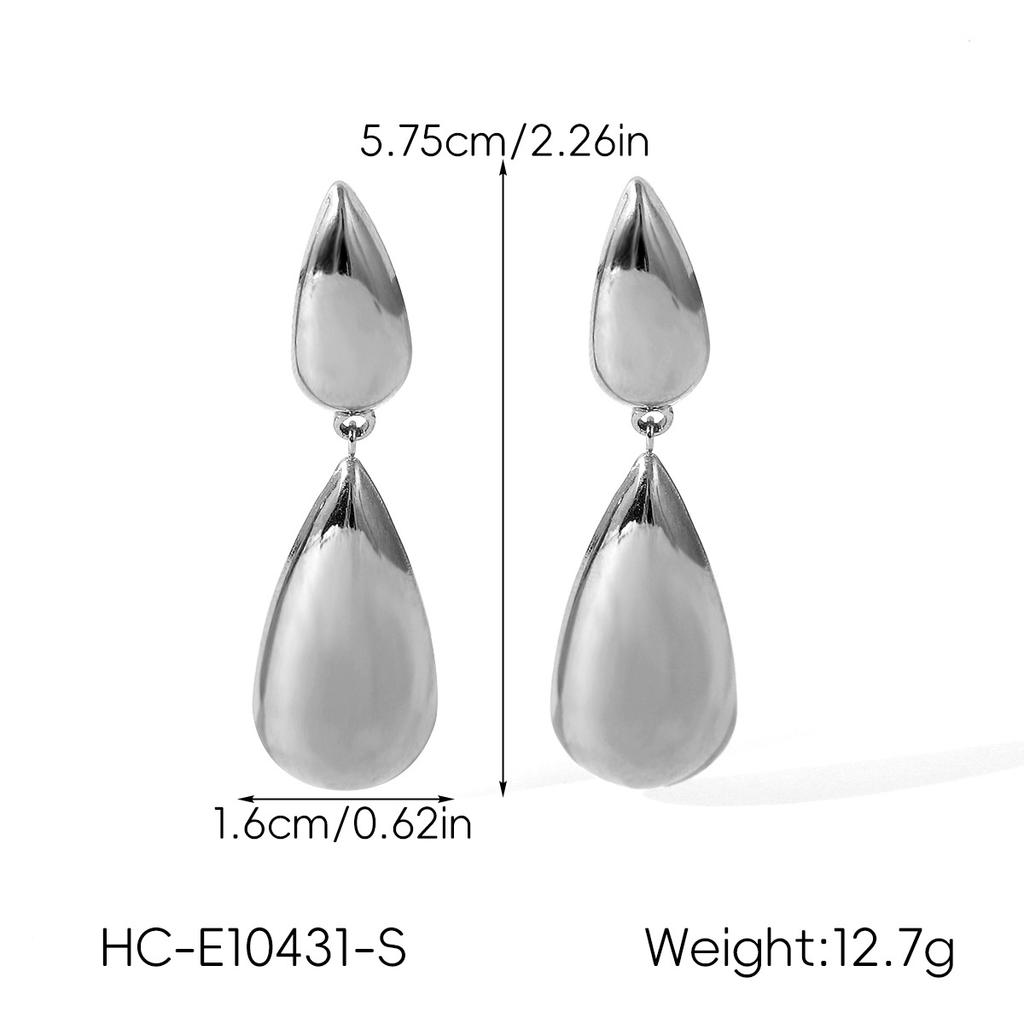 Trendy minimalist polished stainless steel heart-shaped geometric stud earrings for women, fashionable and high-end