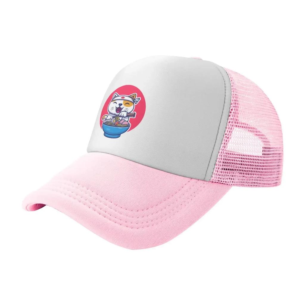 Delisous Anime Cat Noodles Baseball Cap Women Unisexs Trucker Hat Adjustable Mesh Hats