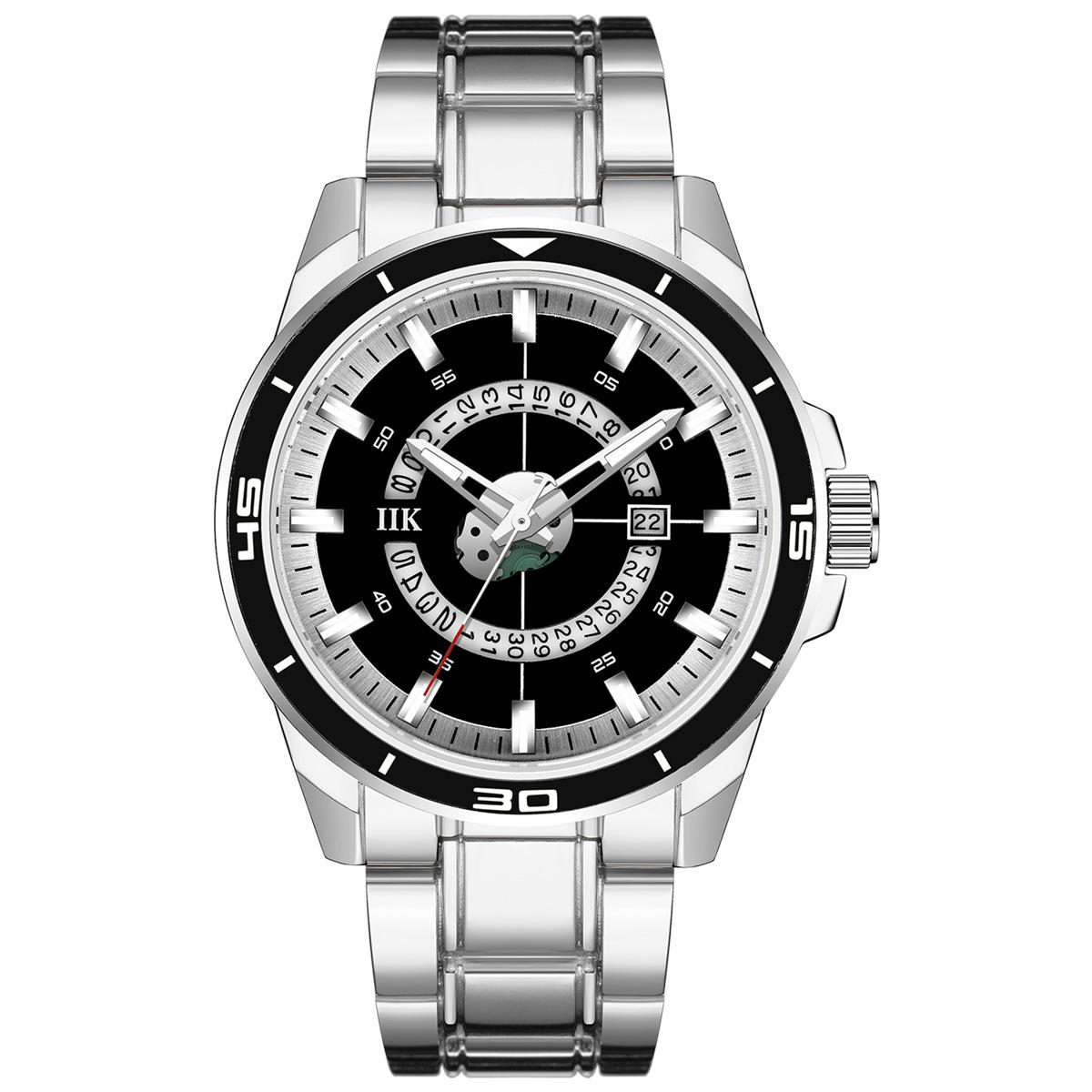 

IIK Мужские часы с большим циферблатом, светящиеся часы-календарь, мужские модные часы, кварцевые часы