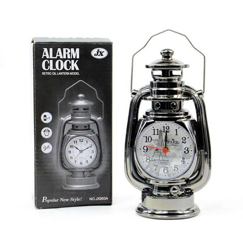 

1шт ретро керосиновый свет будильник старинный будильник настольные часы для дома серый