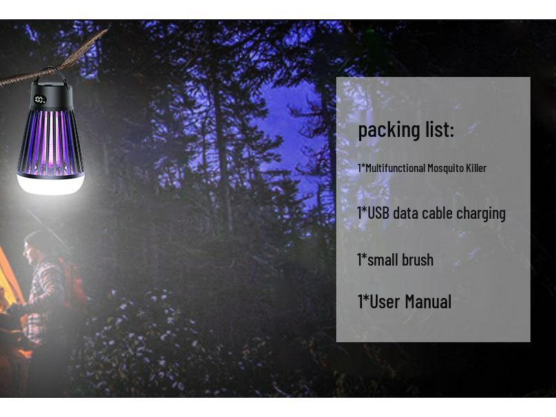 Portable Rechargeable 2-in-1 Mosquito Killer Lamp: Outdoor Electric Shock & Camping Light