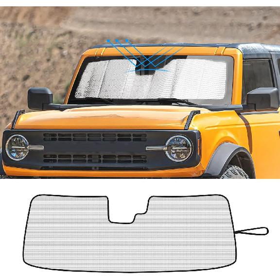 

Windshield Sunshade Sun Shade Heat Shield Sun Visor Mat for Ford Bronco 2021 2022 2023,US Flag серебряный