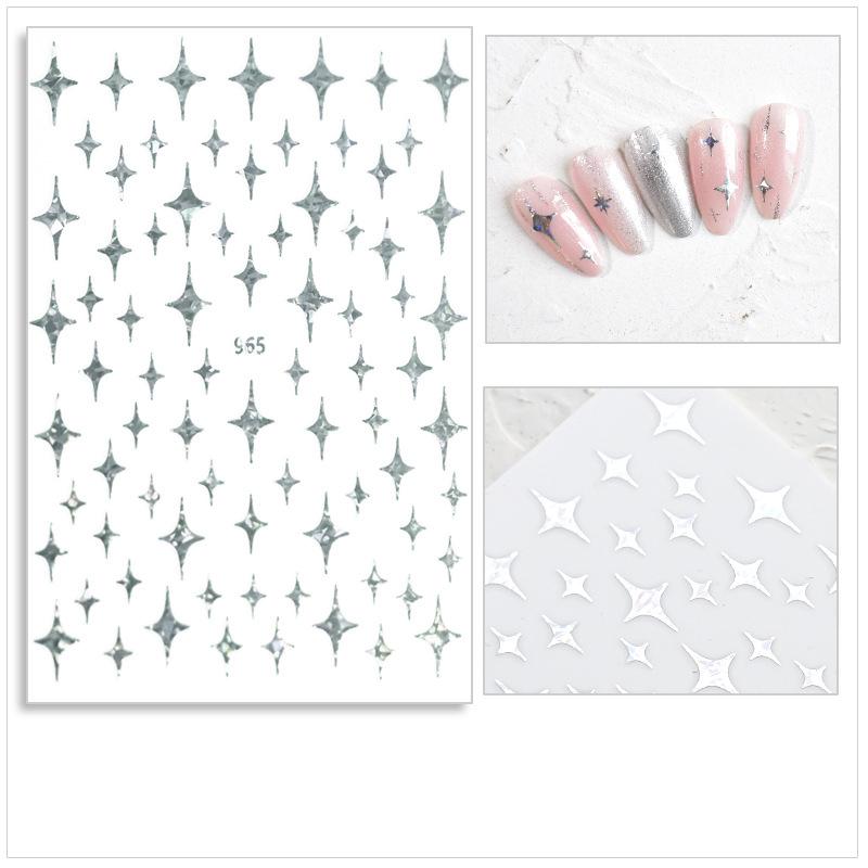 Meteor Nail Sticker 3D Adhesive Sticker Laser Gold and Silver Black and White Nail Sticker DIY Applique