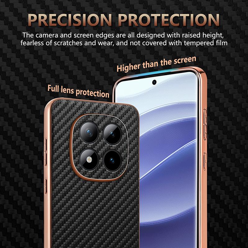 Luxury Skin Feel Carbon Fiber Pattern Electroplated Frame Phone Case for Redmi Note 15 14 Pro Plus 13 K80 K70 Shockproof Cover