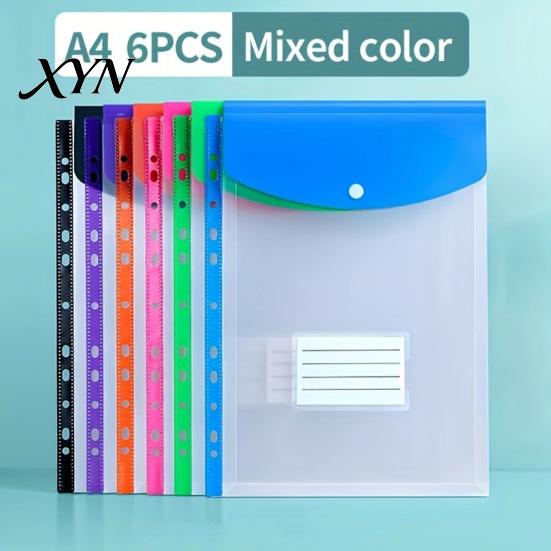 Document Bag 3Pcs 11 Hole A4 File Folder with Snap Button, Colorful Organizer, Dustproof Cover Horizontal & Vertical Transparent Label Slot,