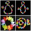 4 Pcs/Set Hawaiian Tropical Hula Luau Grass Dance Head Neck Wrist Garland