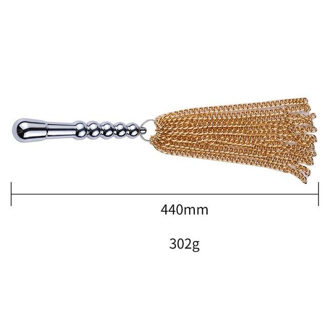 Gold Chain Flogger Metal Anal Plug  Impact Play Spanking Whip Floggers