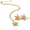 Diamond-encrusted star necklace, light luxury versatile five-pointed star stud earrings, fade-resistant versatile jewelry