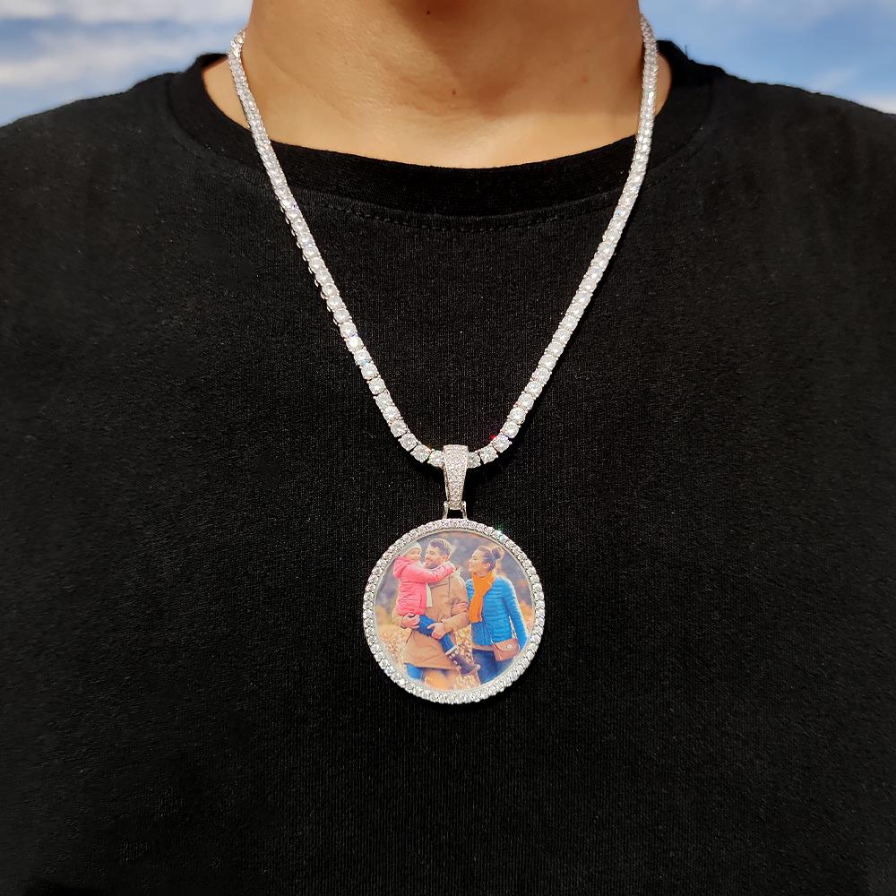 Custom Made Big Photo Medallions Gold Necklace Pendant Iced Out Cuban Men Hip Hop Picture Jewelry Gift Can Free Custom