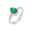 925 Sterling Silver Simple Green Color Water Drop Zircon Ring For Women Anniversary Party Creativity High Quality Fine Jewelry
