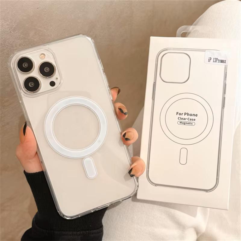 Coque Magnétique sans Fil Transparente Originale avec Animation Magsafe Pour iPhone 16 15 14 13 12 11 Plus Mini Pro Max XS XR