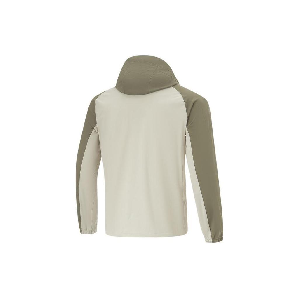 Li Ning Fitness Series Solid Color Hooded Ice Feel Slim Fit Sports Windbreaker Men Outerwear Limestone-Green AFDU413-6