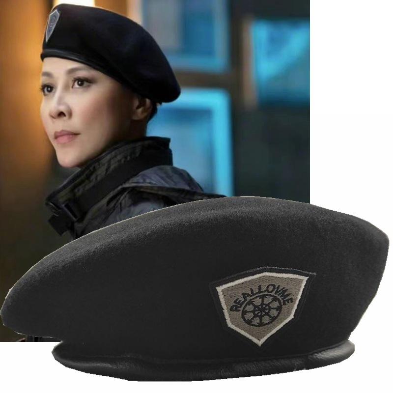 European and American fan beret autumn and winter women's bud hat big head circumference women's hat casual fashion simple badge painter hat man