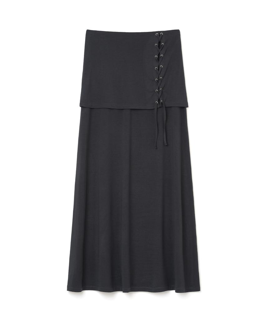 Milo Woman Folding Strap Maxi Skirt [Charcoal]