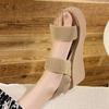 Hot Sale Shoes for Women Summer Women's Sandals Solid Color Mid Heel Water Proof Open Toe Elastic Band Beach Sandals Women